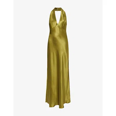 Reformation Womens Pear Daniela Silk Maxi Dress In Green