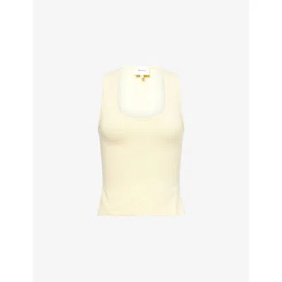 Reformation Womens Pineapple Archie Cotton Knit Top Xs In Yellow
