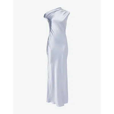 Reformation Womens Razele Off-shoulder Silk Maxi Dress Cloud Blue