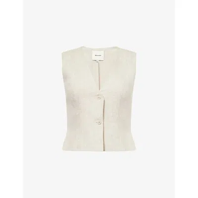 Reformation Womens Ref Anita Linen Vest Oatmeal