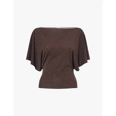 Reformation Womens Avery Dotted Woven Knit Top In Brown