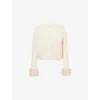 Reformation Womens  Clara Faux Fur-cuff Cashmere Cardigan In White