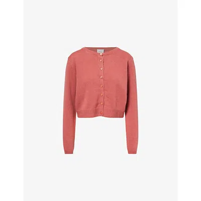 Reformation Womens Rosewood Clara Round-neck Cashmere Cardigan In Brown