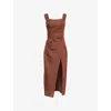 Reformation Womens Clement Side-ruched Maxi Dress Chocolate Cake In Chocolate Cake