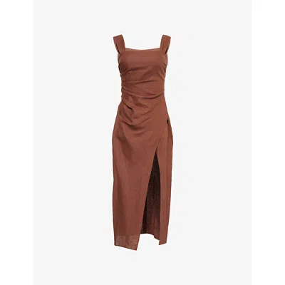 Reformation Womens Clement Side-ruched Maxi Dress Chocolate Cake