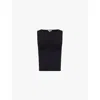 Reformation Womens Black Dusk Boat-neckline Organic-cotton Blend Top In Black