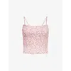 Reformation Womens Rosin Hattie Floral-print Linen Crop Top