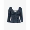 Reformation Lauryn Top In Dark Slate Check