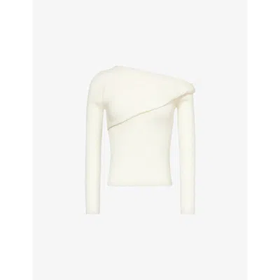 Reformation Womens Lilou Off-the-shoulder Wool Jumper Cream