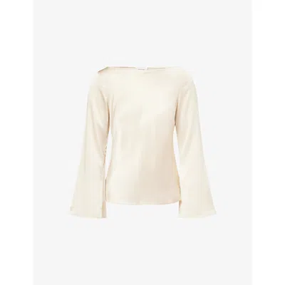 Reformation Womens Almond Marlow Boat-neck Silk Top In Neutral