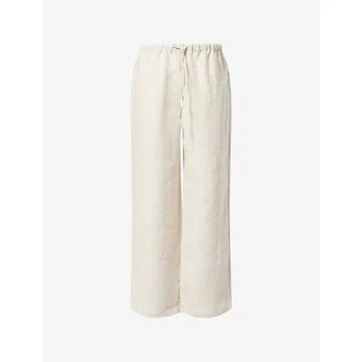 Reformation Womens Oatmeal Olina Drawstring Linen Trousers