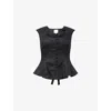 Reformation Womens Black Paolina Flared-hem Linen Top