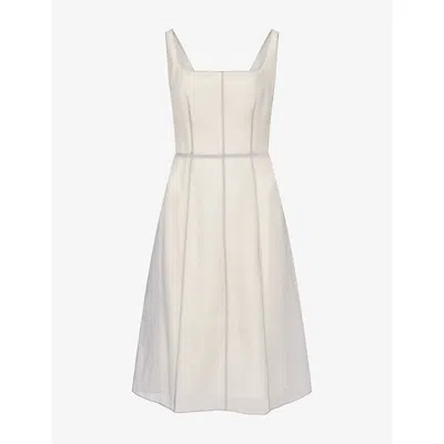 Reformation Womens  X Alexa Chung Ghost Sheer Woven Midi Dress Grey In Animal Print