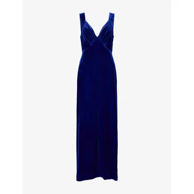 Reformation Womens  X Alexa Chung Legacy Velvet Gown Electric Blue In Multi
