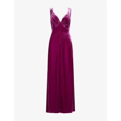 Reformation Womens  X Alexa Chung Legacy Velvet Gown Pitaya In Purple