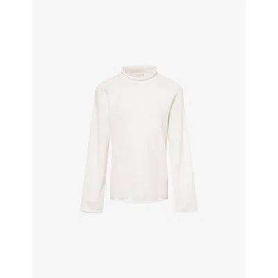 Reformation Womens Arctic  X Nara Smith Chamomile Rolled-trims Wool Jumper In White