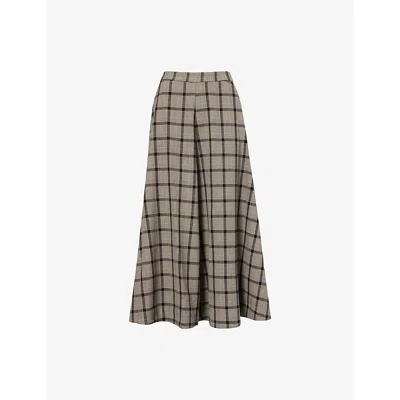 Reformation Womens  X Nara Smith First Light Plaid-pattern Woven Maxi Skirt In Multi
