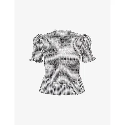 Reformation Womens Aggie Gingham Woven Top Remy Check
