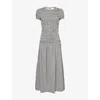 Reformation Womens Remy Check Kiria Shirred-bodice Check Woven Midi Dress In Neutral
