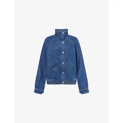 Reformation Womens Mette Relaxed-fit Denim Bomber Jacket Riscoe Xs