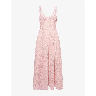 Reformation Womens Lela Floral-print Georgette Midi Dress Rosin In Pink