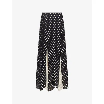 Reformation Womens Sally Polka-dot Georgette Maxi Skirt Dot Mix