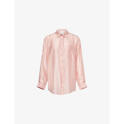 Reformation Womens Sheer Pink Eli Oversized Woven Shirt