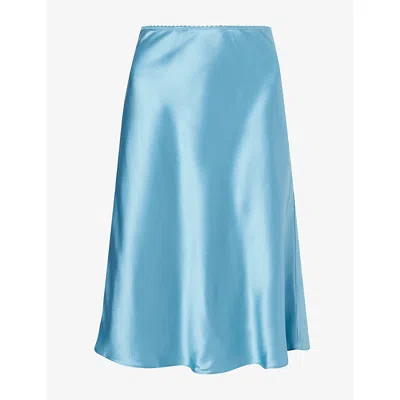 Reformation Womens Siren Layla Mid-rise Silk Mini Skirt In Blue