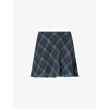 Reformation Womens Slate Plaid Brandy Plaid-check Woven Mini Skirt In Blue