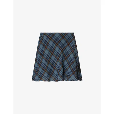REFORMATION WOMENS REFORMATION BRANDY PLAID-CHECK WOVEN MINI SKIRT