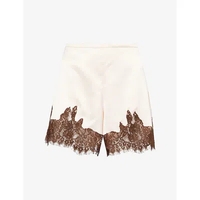 Reformation Womens Sorbet Fern Lace-trim Satin Shorts
