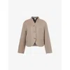 Reformation Womens Stone Owen Boxy-fit Wool-blend Jacket In Gray