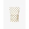 Reformation Womens Sundae Dot Dusk Polka-dot Jersey Top In White