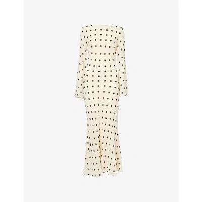 Reformation Esra Polka Dot Long Sleeve Maxi Dress In Neutral