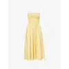 Reformation Womens Sunshine Kerrie Shirred Stretch-cotton Midi Dress In Sunshine