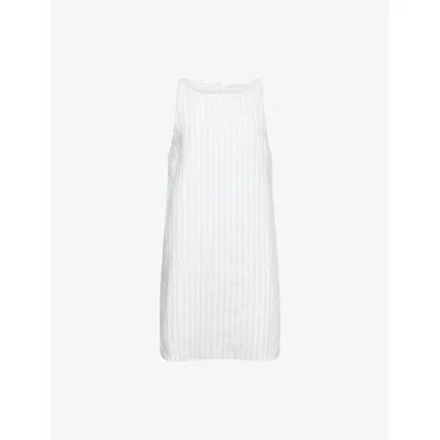 Reformation Womens Swan Stripe Jessi Sleeveless Linen Mini Dress In White