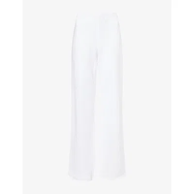 Reformation Womens White Gale Straight-leg Linen Trousers