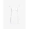 Reformation Womens  Loula Square-neck Linen Mini Dress In White