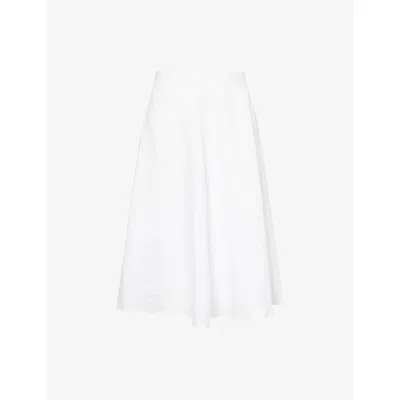 Reformation Womens White Maia A-line Linen Midi Skirt