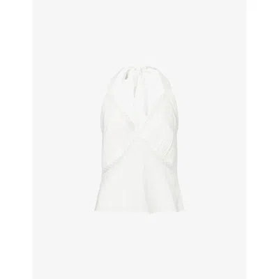 Reformation Womens White Monica Halterneck Cotton-blend Top