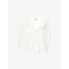 Reformation Womens White Perry Frill-collar Cotton-blend Top In White