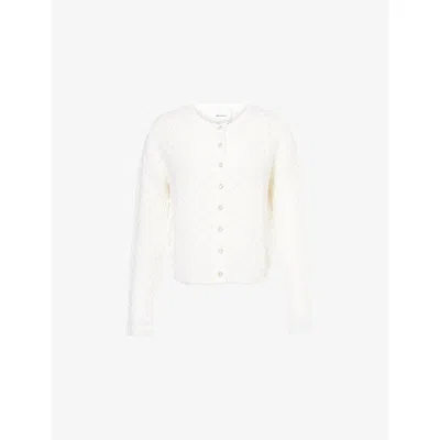 Reformation Womens Clara Crochet Alpaca Wool-blend Cardigan White Pointelle