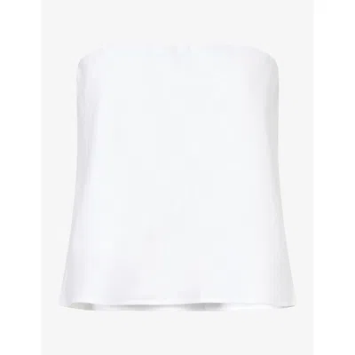 Reformation Womens White Spritz Bandeau Linen Top