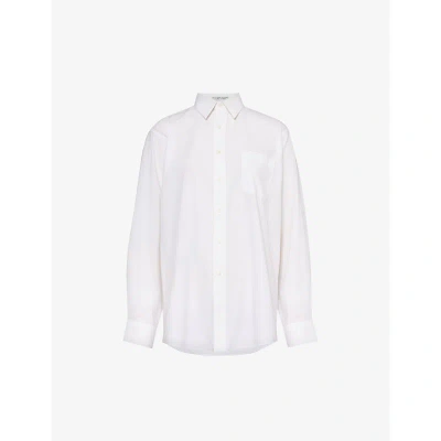Reformation Womens White Vintage Pierre Cardin Semi-sheer Woven Shirt