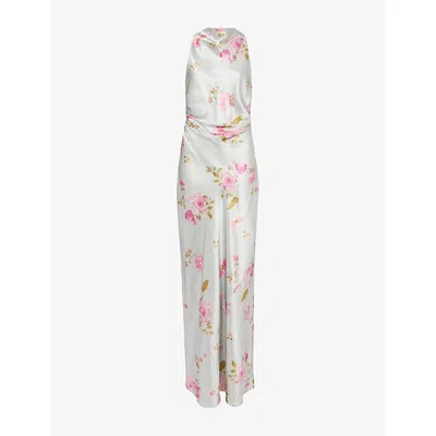 Reformation Womens Windswept Anaiis Floral-print Silk Maxi Dress In White