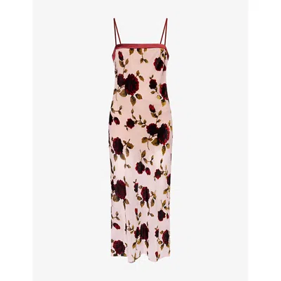 Reformation Womens Zahara Floral Woven Midi Dress Pink Rose