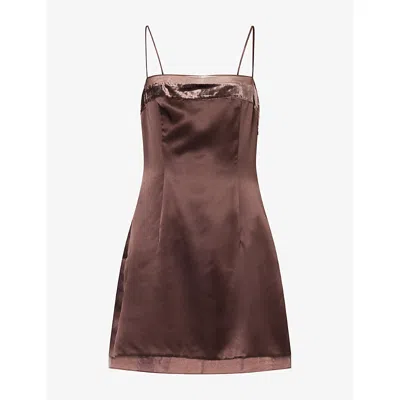 Reformation Womens Ziba Silk Mini Dress Black Bean In Brown