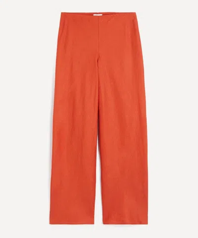 Reformation Womens Chili Mango Gale Mid-rise Linen Trousers Xs In Orange