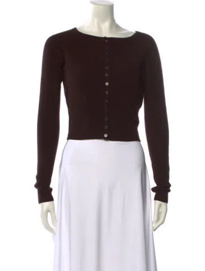 Pre-owned Reformation Wool Bateau Neckline Crop Top In Brown