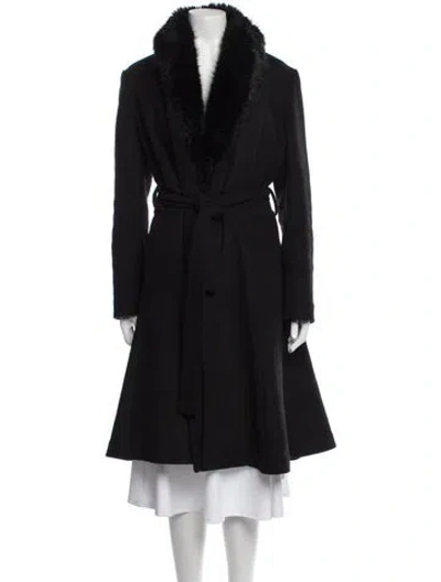 Pre-owned Reformation Wool Faux Fur Coat In Black